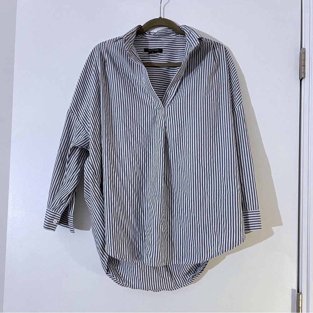 Blue and White Striped Blouse French Connection